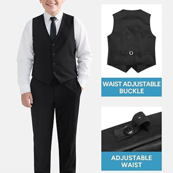 Boys' Plus Size Stretch Suit Set, Adjustable Waist - Picture 3 of 6